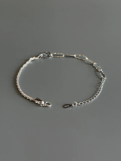 925 Sterling Silver Heart Charm  Minimalist Bracelet